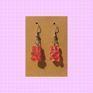 Dark pink gummy bear earrings